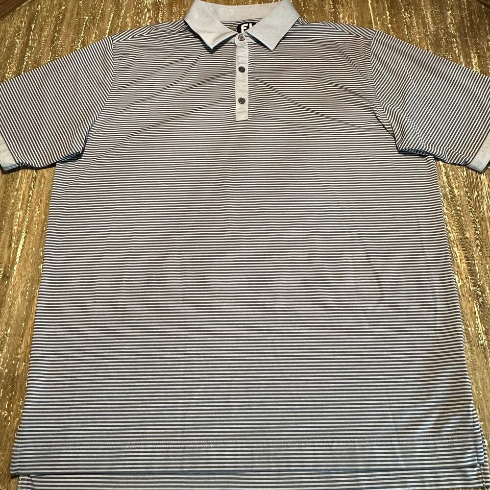 FootJoy FJ Performance Golf Polo Shirt Short Sleeve Striped Gray Men’s Size XL
